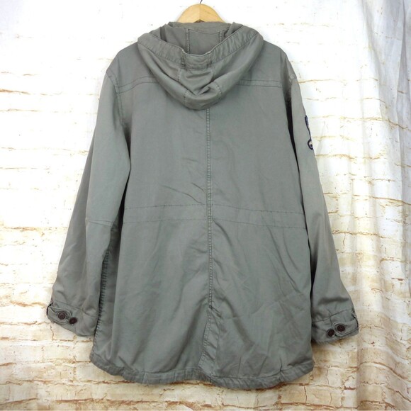 Z Brand Jacket Men L Baggy Olive Green Military Utility Parka Hooded Field Y2K - Picture 2 of 14